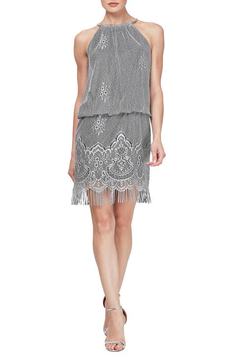 Crochet Trim Drop Waist Dress (Petite)