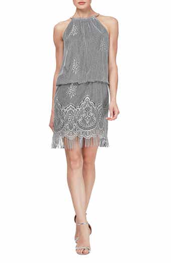 SL FASHIONS Crochet Trim Drop Waist Dress