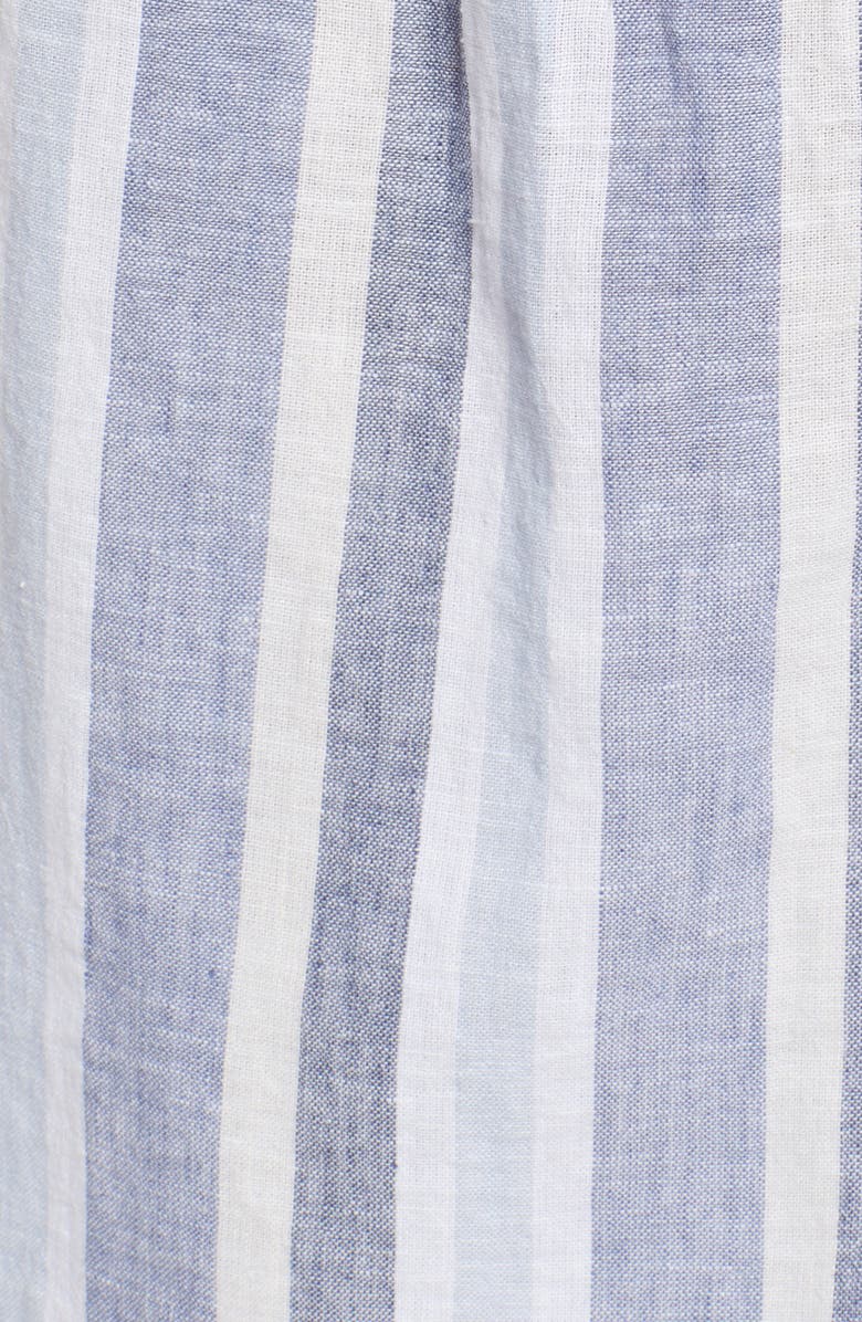 beachlunchlounge Leo Stripe Side Button Linen & Cotton Top, Alternate, color, Blue Mesh
