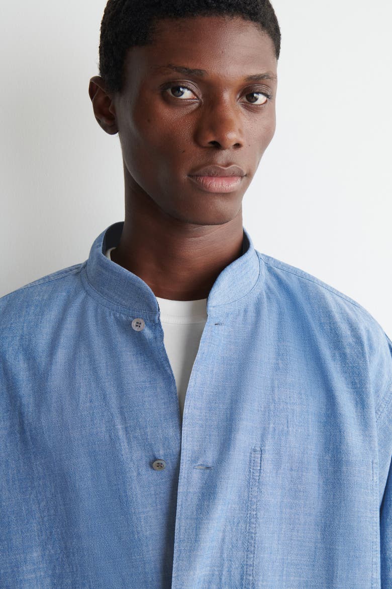 Bomber-style Denim Shirt, Alternate, color, BLUE