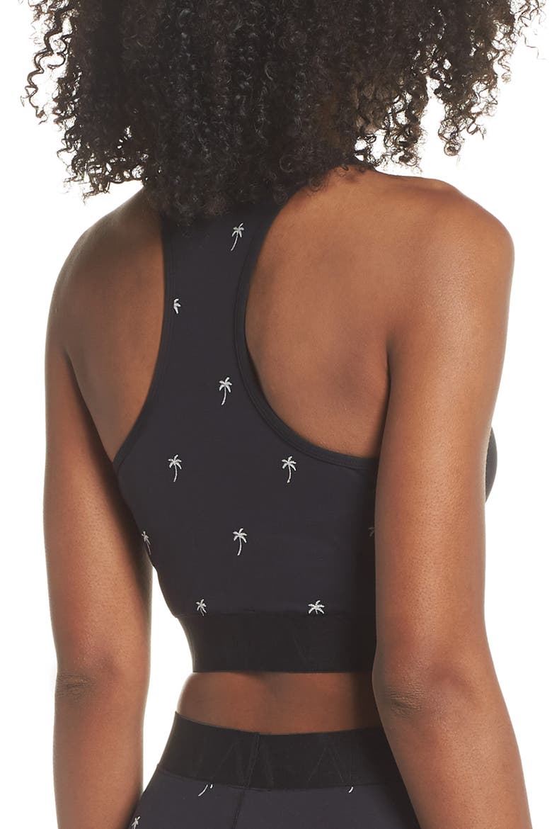 Longline Sports Bra, Alternate, color, EMBROIDERED PALM