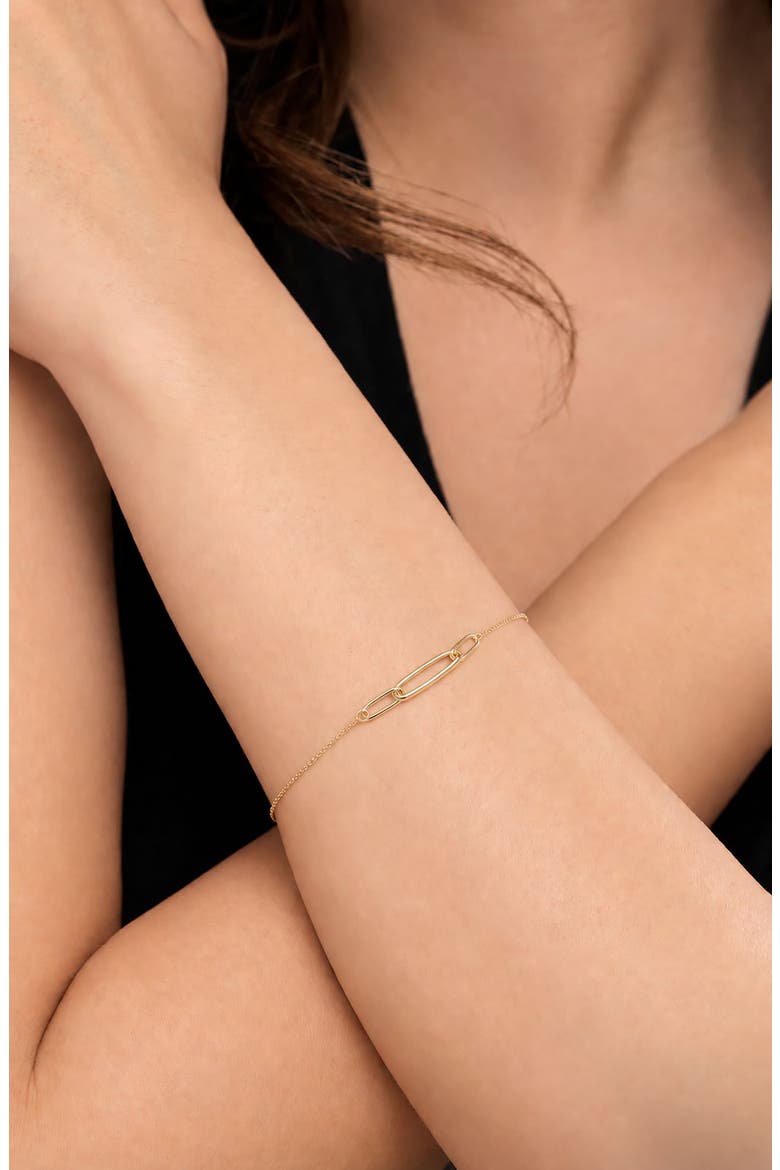 14k Gold Single Link Bracelet, Alternate, color, 14KY