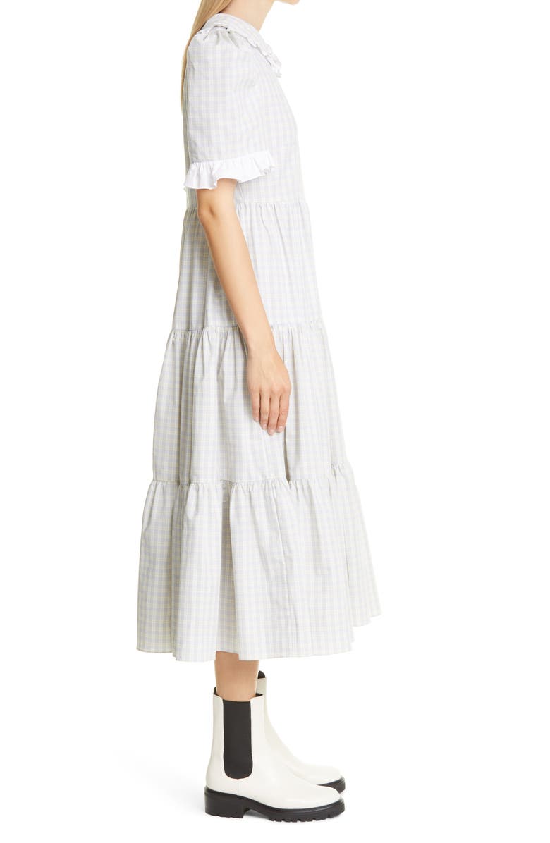 Batsheva Lucy Check Tiered Midi Dress, Alternate, color, 