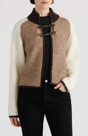Snaffle Buckle Mock Neck Cardigan