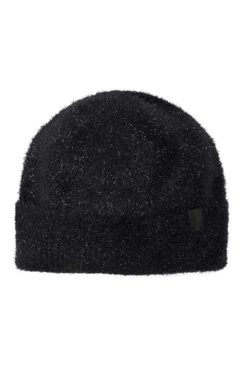 Metallic Eyelash Knit Beanie, Main, color, BLACK