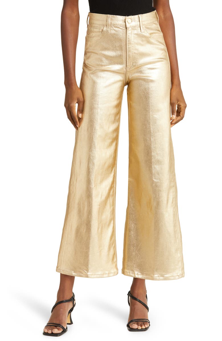 Joe's Mia Metallic High Waist Wide Leg Pants, Main, color, Gold Foil