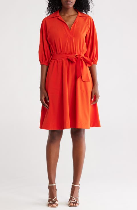 Puff Sleeve A-Line Shirtdress