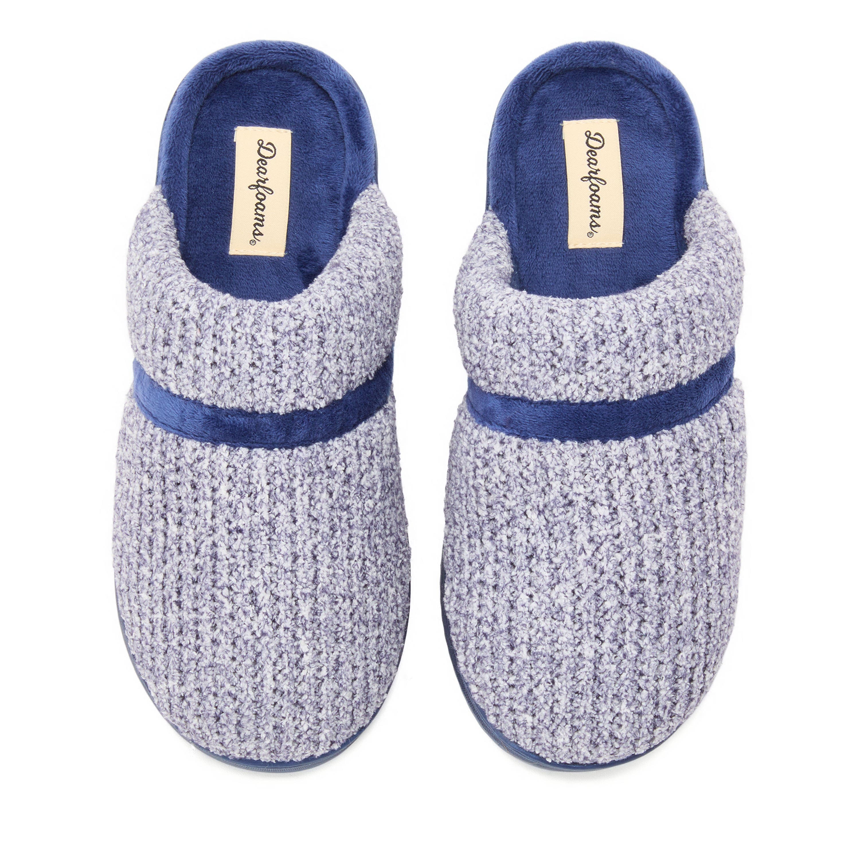 DEARFOAMS Serena Marled Chenille Scuff House Slipper, Alternate, color, Peacoat