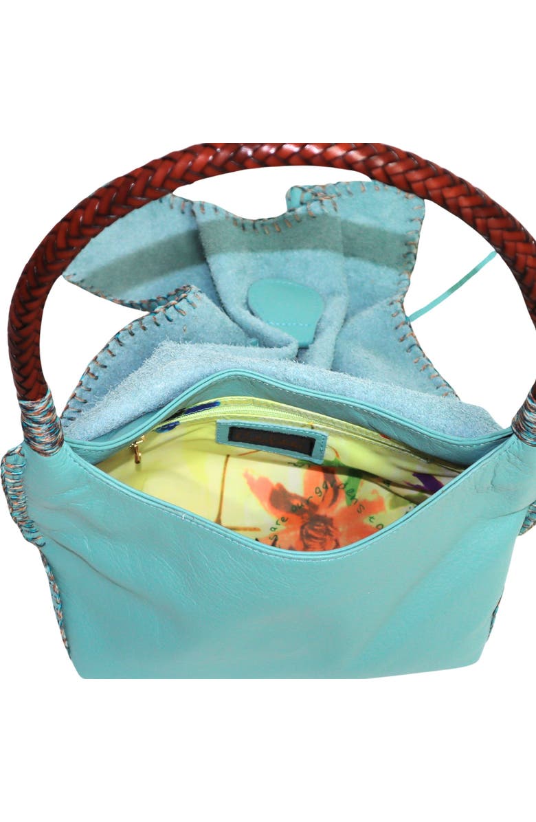 Carlos Falchi Shoulder Butterfly Top Grain Leather Bag, Alternate, color, Caribbean Teal