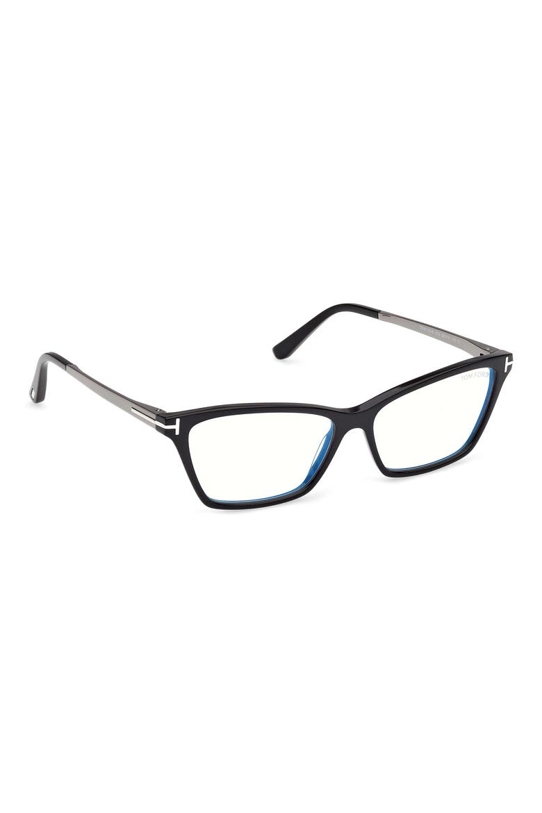 56mm Butterfly Optical Glasses, Alternate, color, SHINY BLACK / GUNMETAL