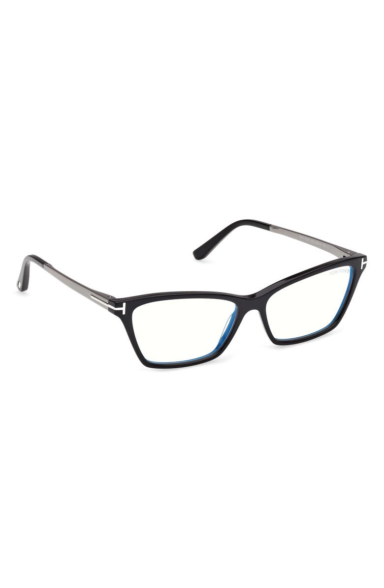 TOM FORD 56mm Butterfly Optical Glasses, Alternate, color, Shiny Black / Gunmetal