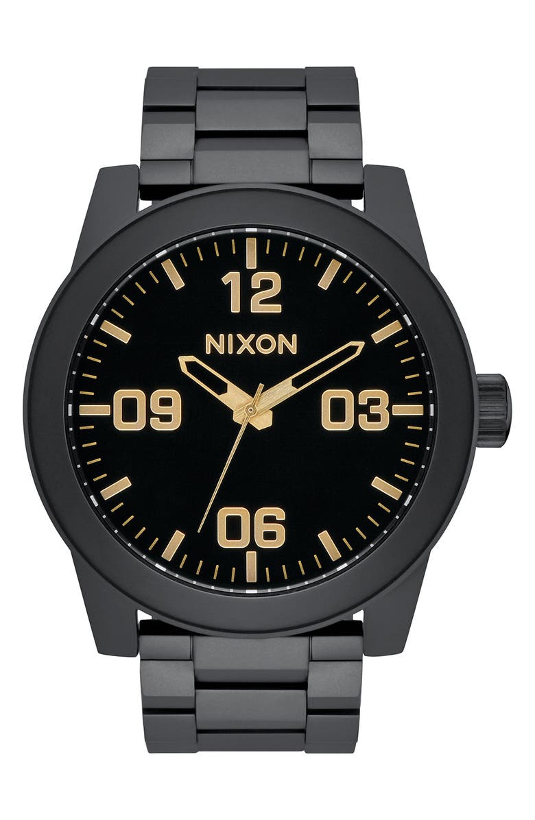 Nixon The Corporal Bracelet Watch, 48mm, Main, color, Super Black / Black Top