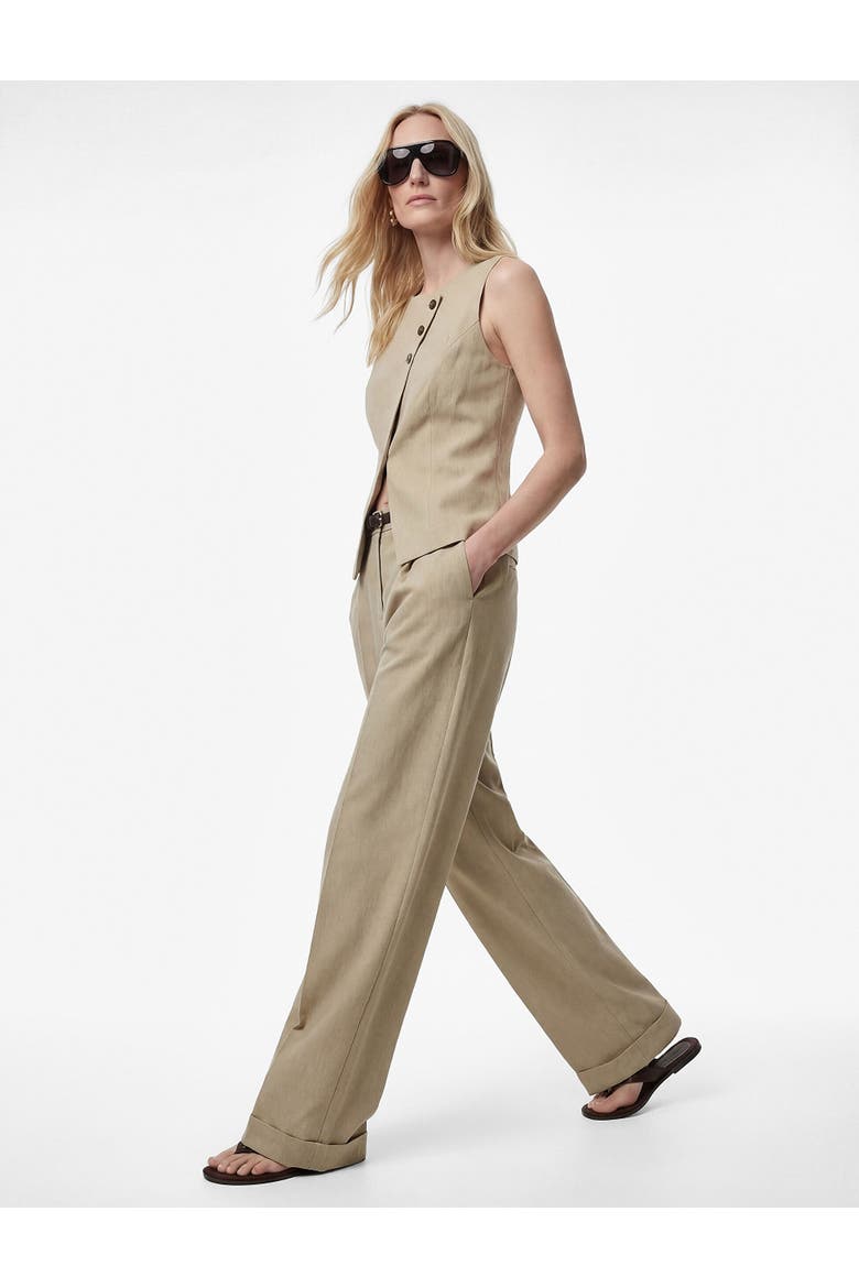 Sleeveless Button-Down Vest, Alternate, color, KHAKI