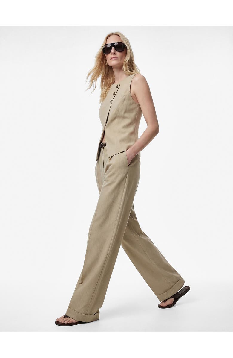 Koton Sleeveless Button-Down Vest, Alternate, color, Khaki