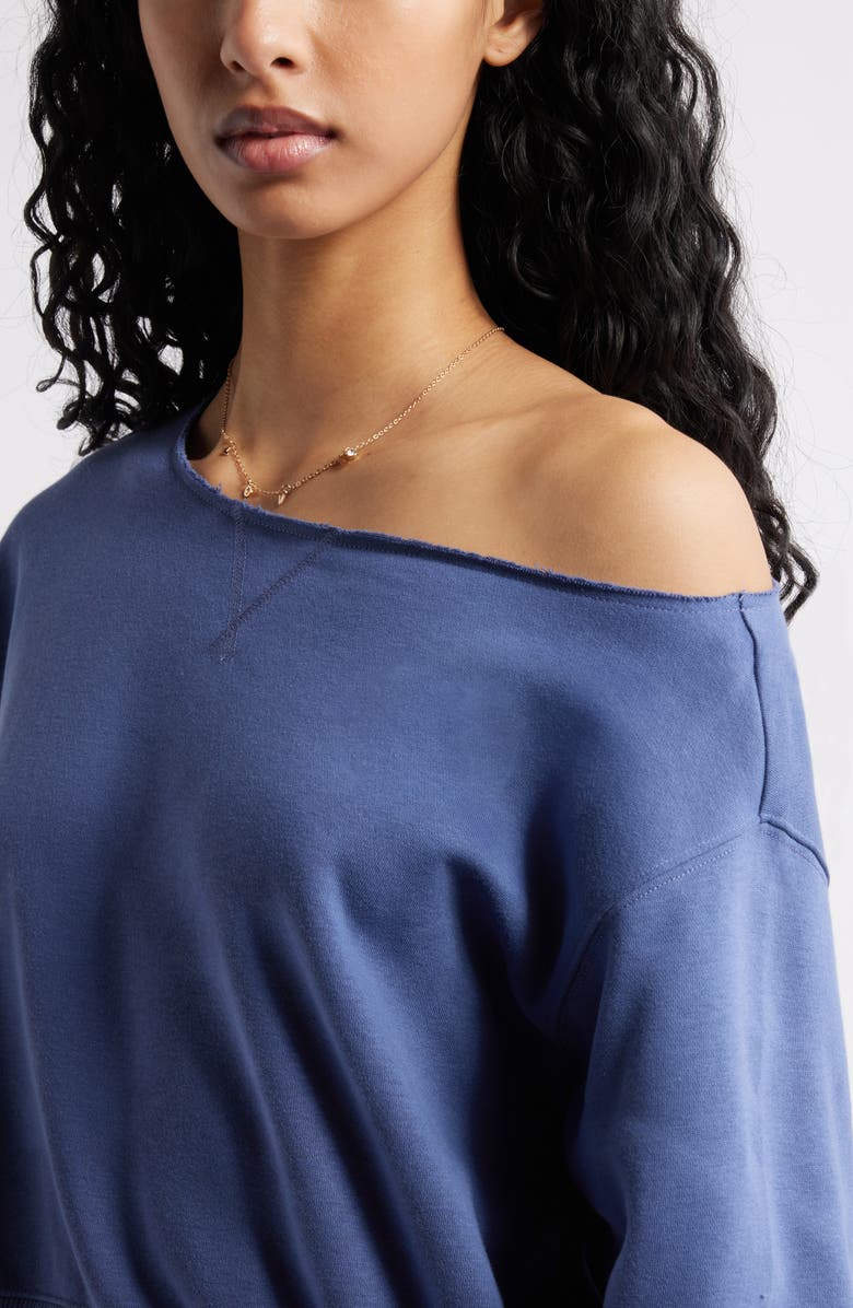 BP. Fleece Detail Off the Shoulder Sweatshirt, Alternate, color, Blue Indigo