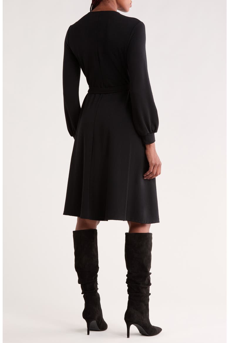 Long Sleeve Tie Waist Dress, Alternate, color, BLACK