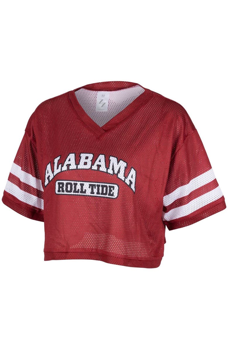 ZOOZATZ Women's ZooZatz Crimson Alabama Crimson Tide Mesh Cropped V-Neck T-Shirt, Main, color, Crimson