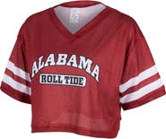 ZOOZATZ Women's ZooZatz Crimson Alabama Crimson Tide Mesh Cropped V-Neck T-Shirt