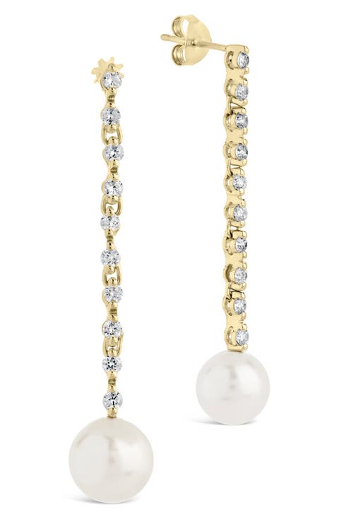 Blake Cubic Zirconia & Imitation Pearl Linear Drop Earrings