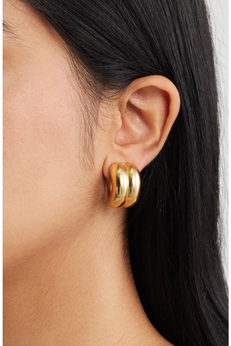 Double Curve Clip-On Earrings, Alternate, color, GOLD