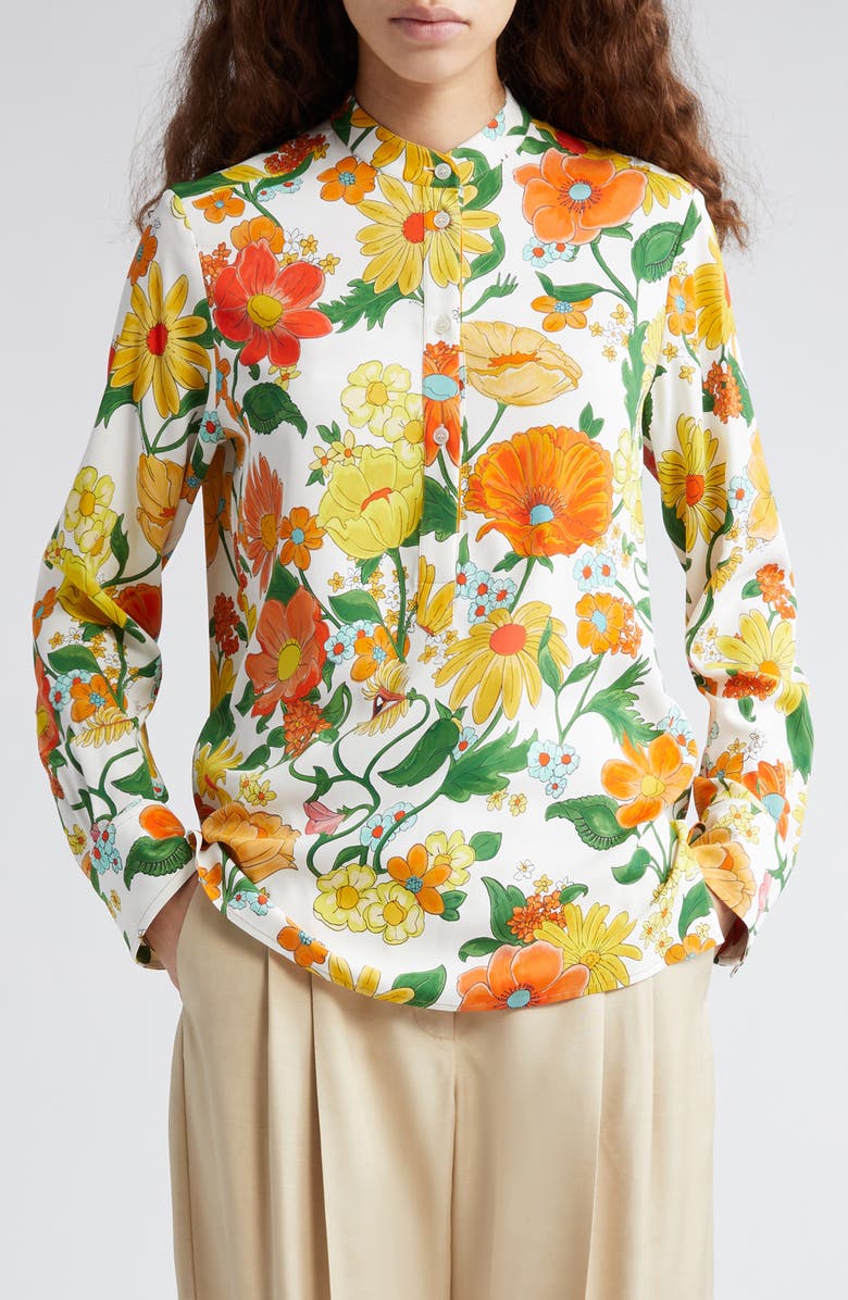 Stella McCartney Garden Floral Print Button-Up Shirt, Main, color, 