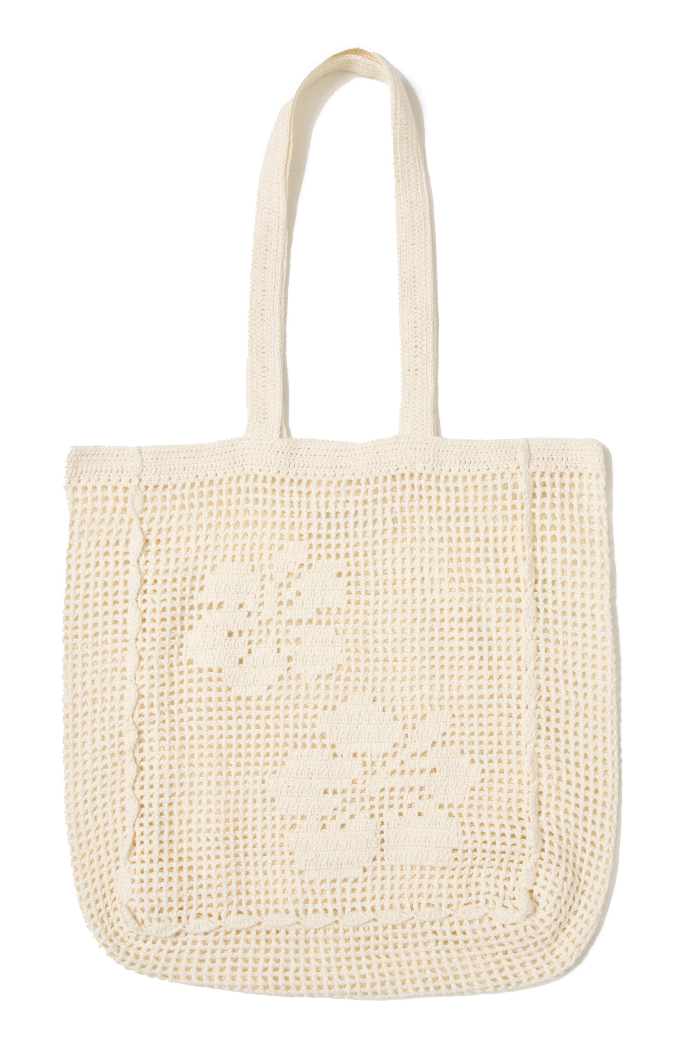 Island Time Crochet Cotton Tote, Main, color, CREAM
