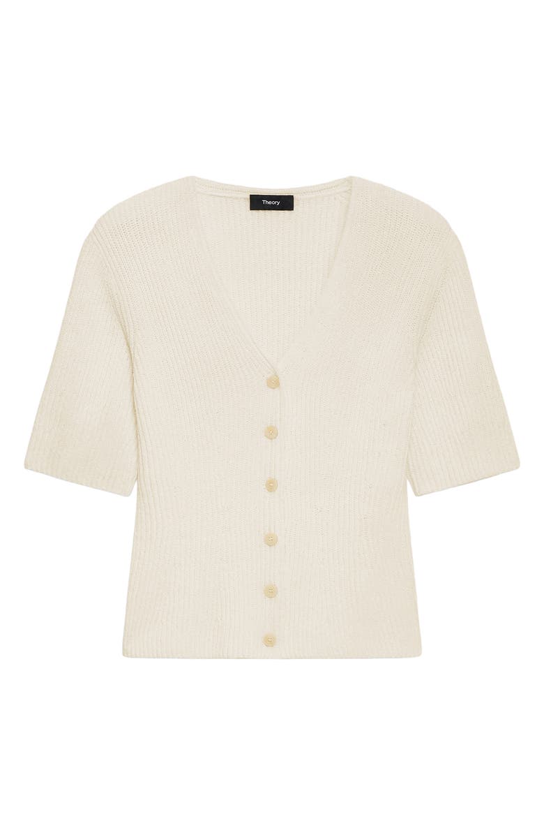 Theory Shaped Cotton Cardigan, Alternate, color, Ivory - C05