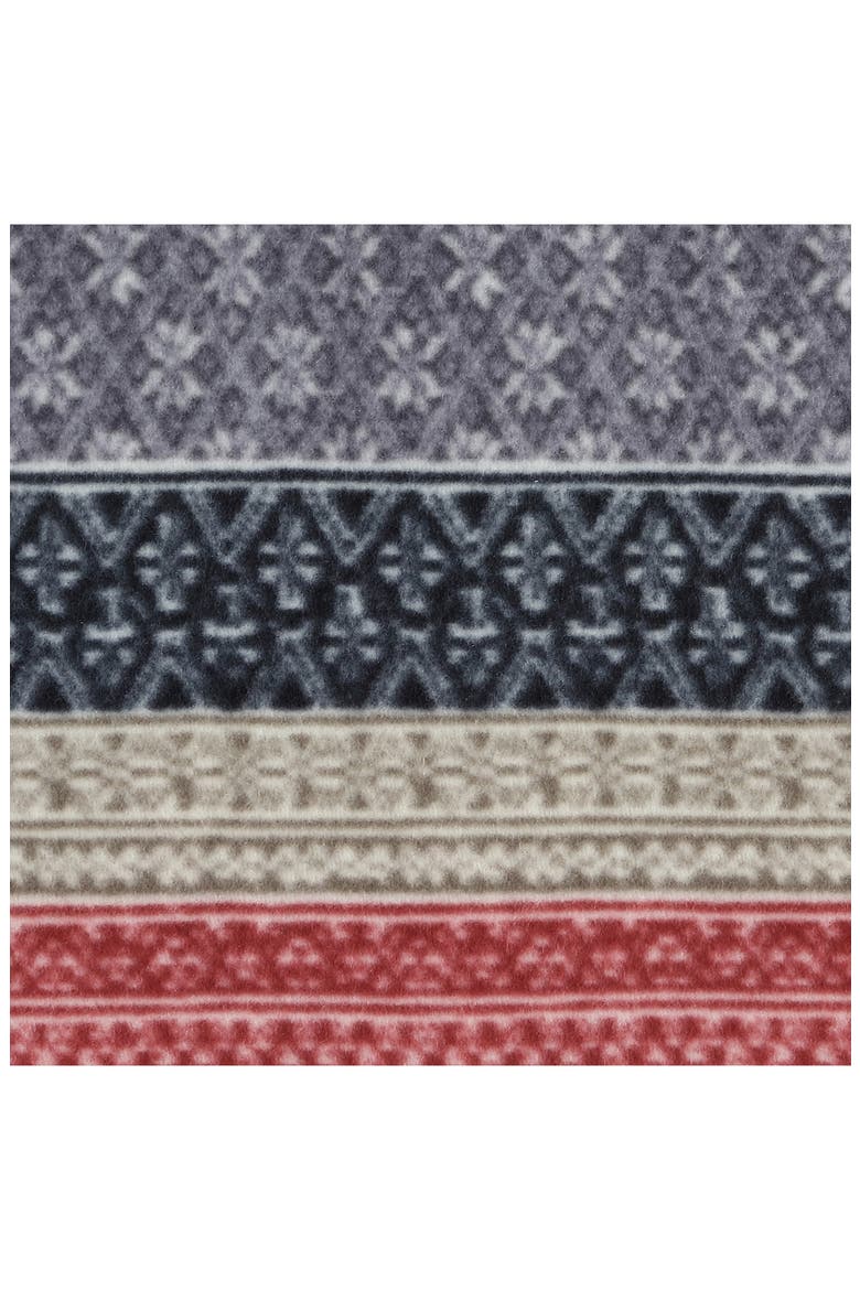 Fair Isle Plaid Faux Shearling Throw Blanket, Alternate, color, DARK STEEL