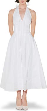 FREEMARKET Ladder Stitch Inset Cotton Halter Dress