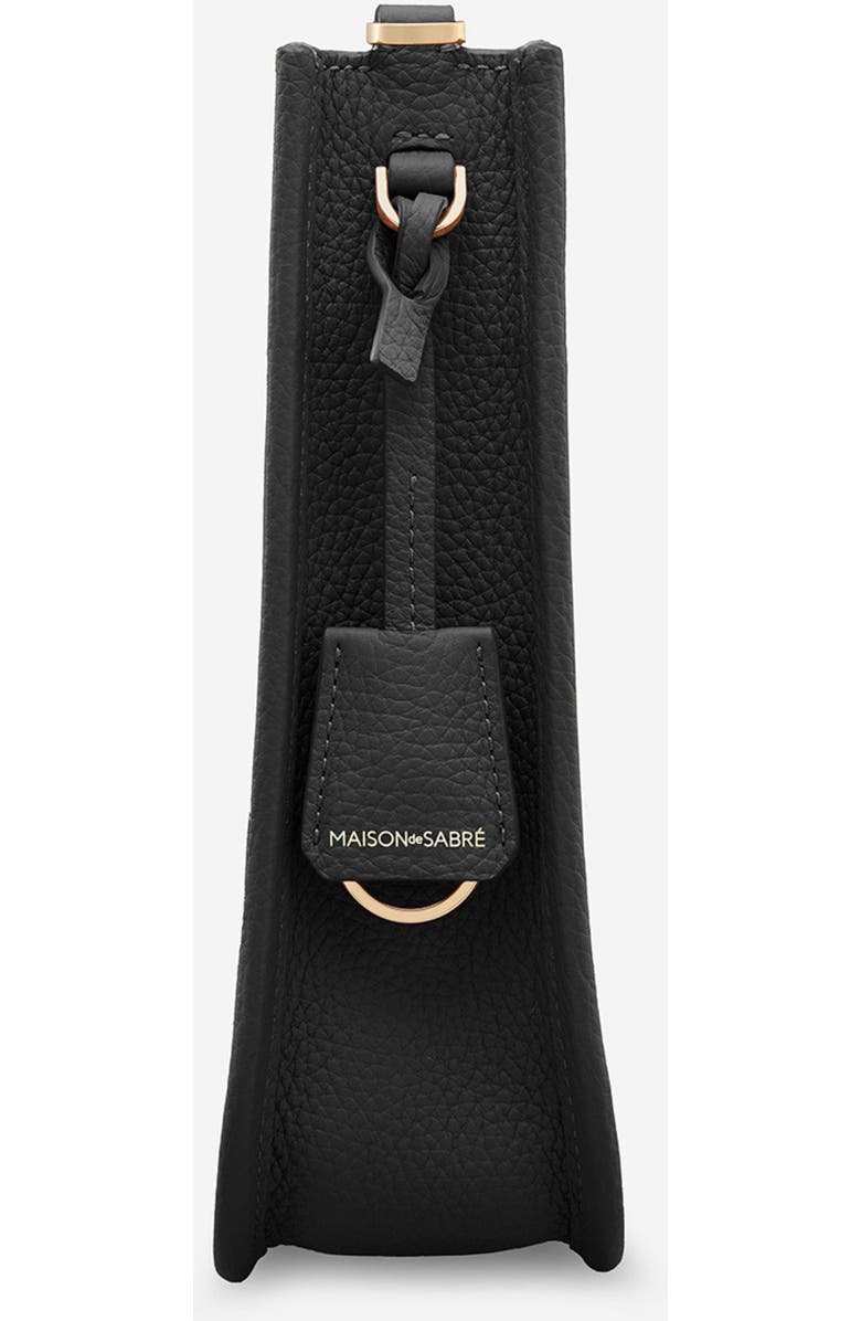 MAISON de SABRÉ Leather Mini Saddle Bag, Alternate, color, Black Caviar