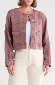 Democracy Barrel Sleeve Denim Moto Jacket