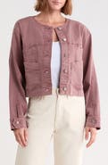 Democracy Barrel Sleeve Denim Moto Jacket