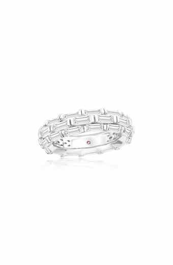 Baguette Cubic Zirconia Triple Row Eternity Band Ring