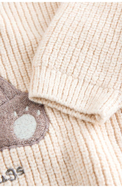 Next Kids' Bear Appliqué Crewneck Sweater In Neutral
