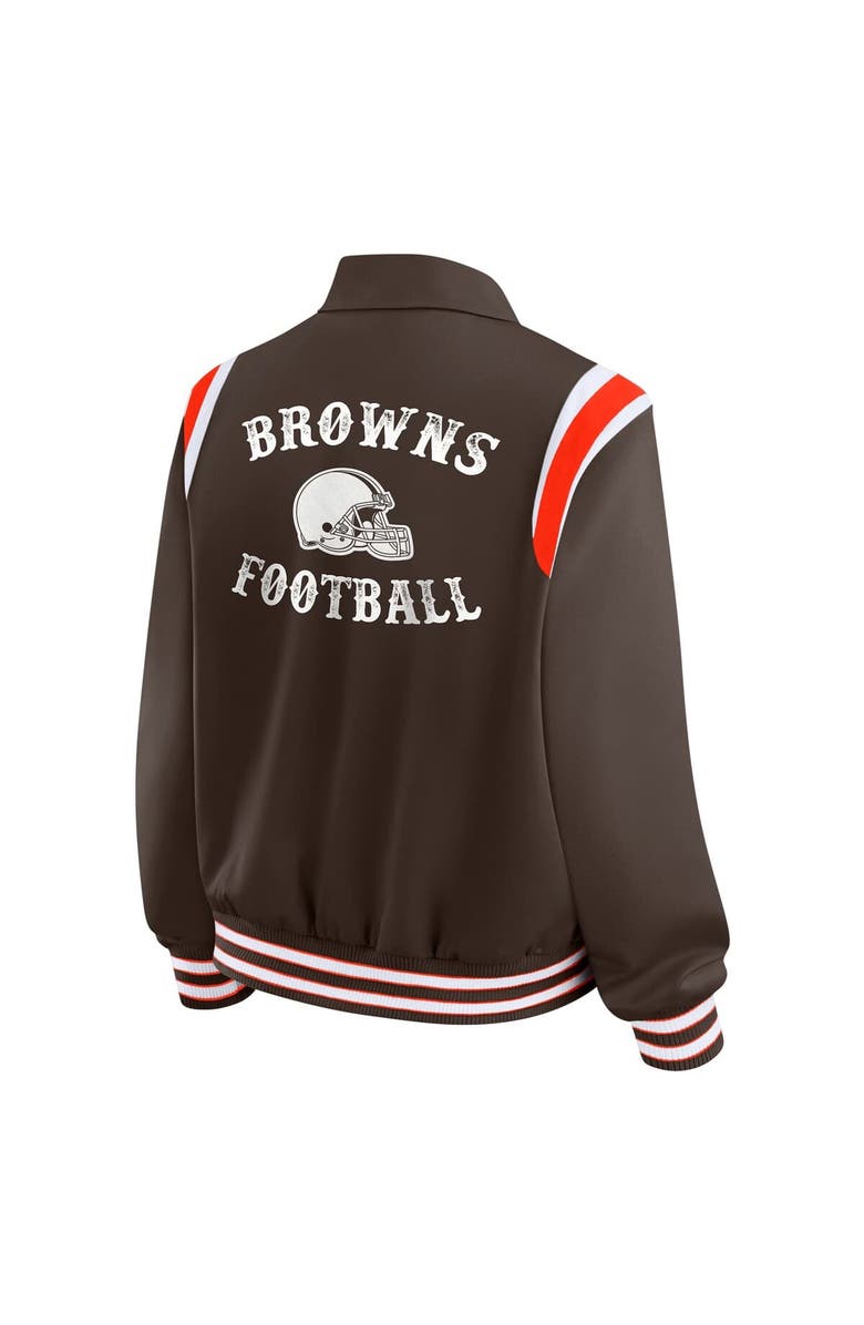 WEAR by Erin Andrews Women's WEAR by Erin Andrews Brown Cleveland Browns Varsity Lightweight Full-Snap Jacket, Alternate, color, Brown