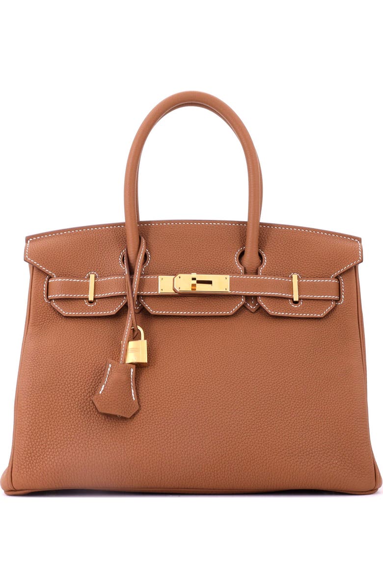 Pre-Owned Hermes Birkin Handbag Brown Togo with Gold Hardware 30, Main, color, Gold