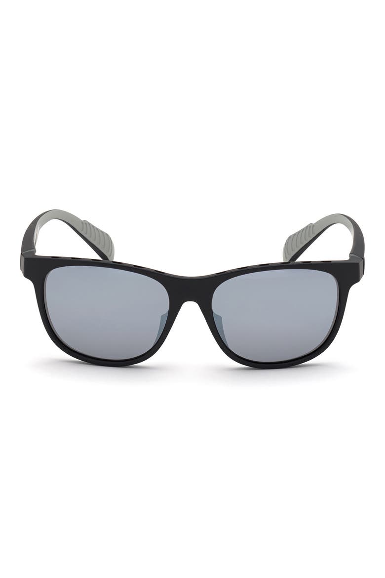 55mm Round Sunglasses, Main, color, MATTE BLACK / SMOKE MIRROR