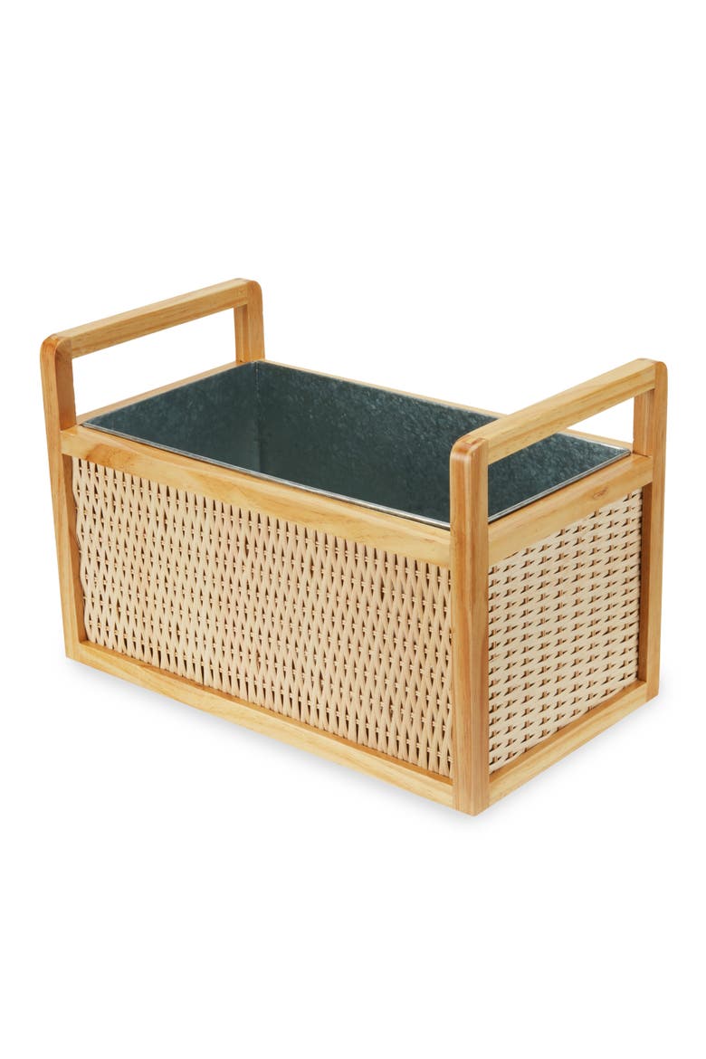 Rattan and Wood Beverage Tub, Alternate, color, Wood
