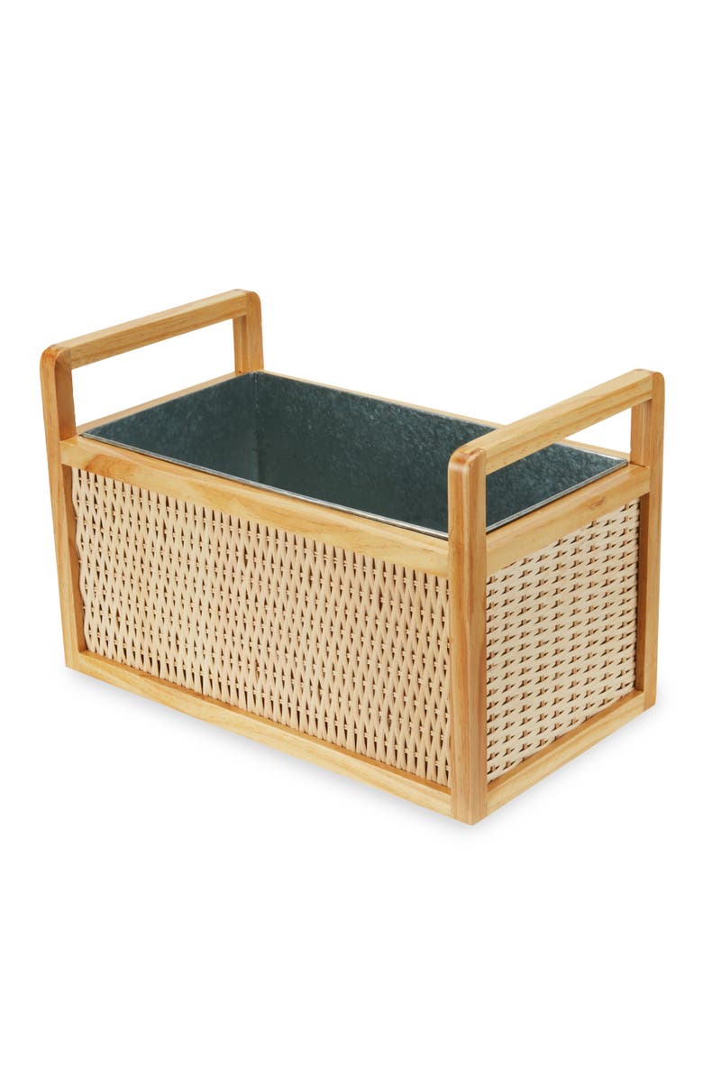 TWINE Rattan and Wood Beverage Tub, Alternate, color, Wood
