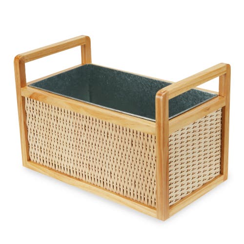 Twine Rattan And Wood Beverage Tub In Wood