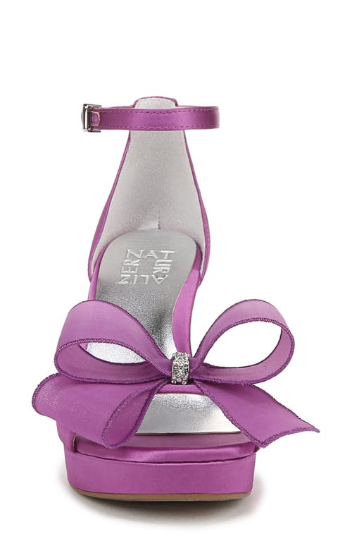 Naturalizer Always Bow Ankle Strap Platform Sandal In Hyper Violet Satin
