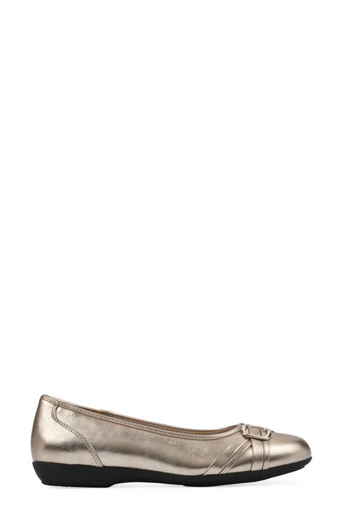 Cliffs By White Mountain Calming Buckle Strap Flat In Light Gold Metallic Smooth