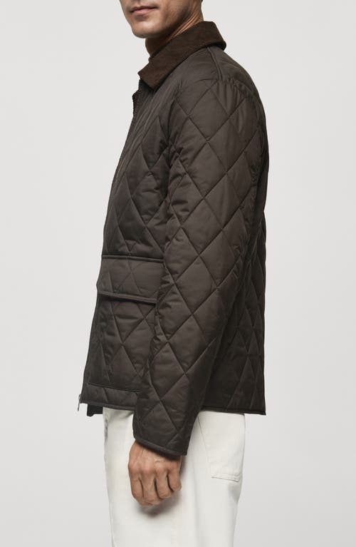 Mango Men's Water-repellent Quilted Jacket In Khaki Green