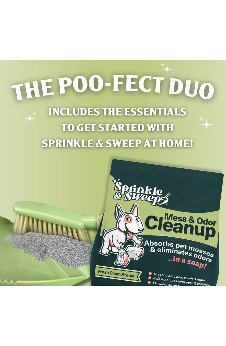 Sprinkle & Sweep Pet Mess and Odor Cleanup Duo, 15oz Bag & Dustpan Broom, Alternate, color, Multicolored