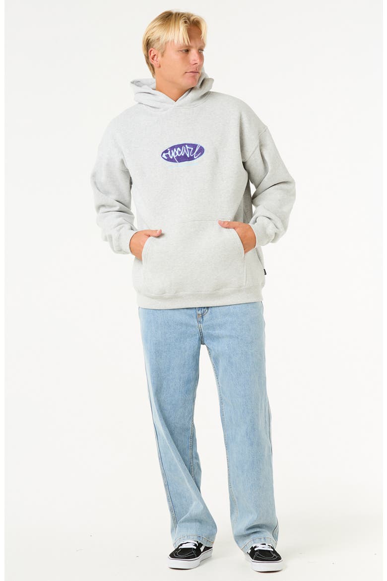 Rip Script Cotton Blend Hoodie, Alternate, color, LIGHT GREY MARLE