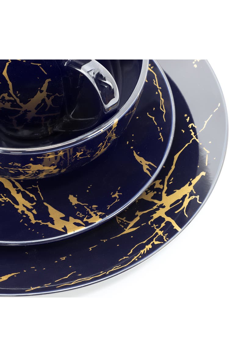Fine Marble 16 Piece Porcelain Dinnerware Set, Alternate, color, Blue