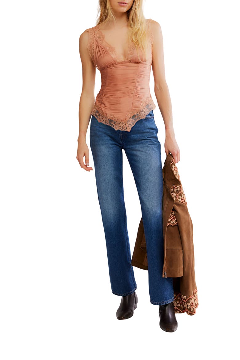Elena Lace Trim Satin Tank Top, Alternate, color, PEACHED COPPER
