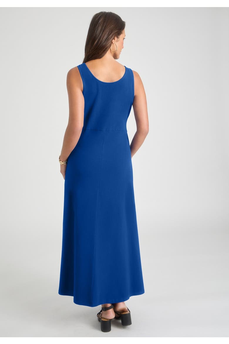 Stretch Cotton Side Tie Maxi Dress, Alternate, color, DARK SAPPHIRE