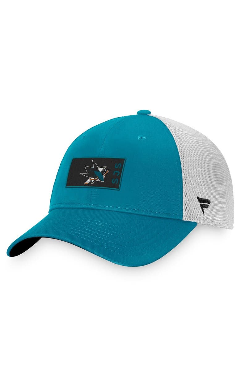 FANATICS Men's Fanatics Branded Teal/White San Jose Sharks Authentic Pro Rink Trucker Snapback Hat, Main, color, Teal