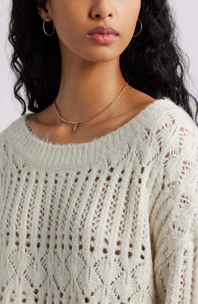 BP. Open Stitch Oversize Sweater, Alternate, color, Ivory